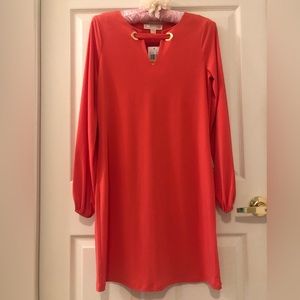 Long Sleeve A-Line Knee Length Michael Kors Dress in Orange (New!)